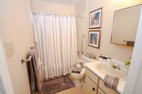 A bathroom in a studio.